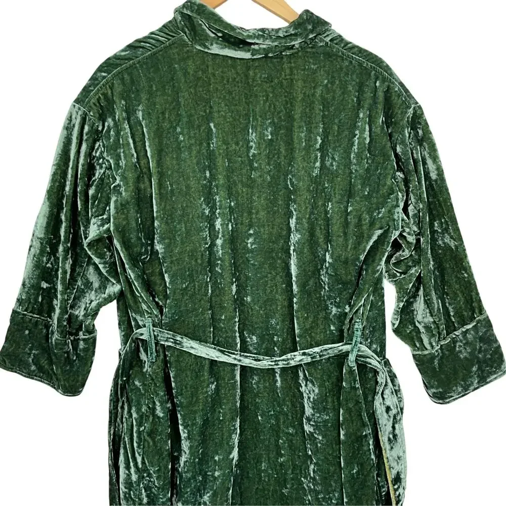 Pottery Barn Teen Slytherin Robe Kids Medium Green Velvet Harry Potter Belted